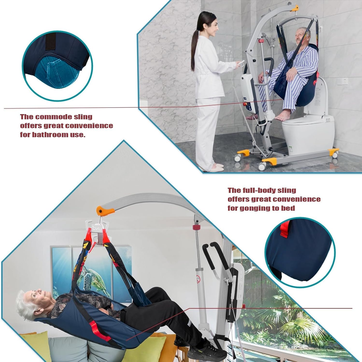 Electric Patient Lift - Aluminum Folding Electric Hoyer-Lift with 500lbs Electric Body Transfer Lifter with MOTECK Motor D402