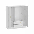 White 4 Doors 2 Drawers Wooden Wardrobe Armoire W595