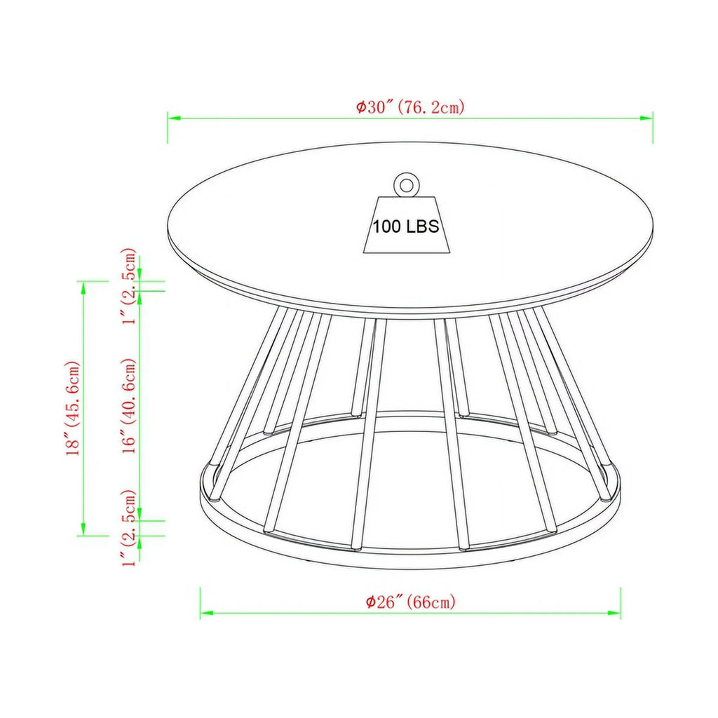 Dark Walnut Black Wood Coffee Table with Metal Base J309450