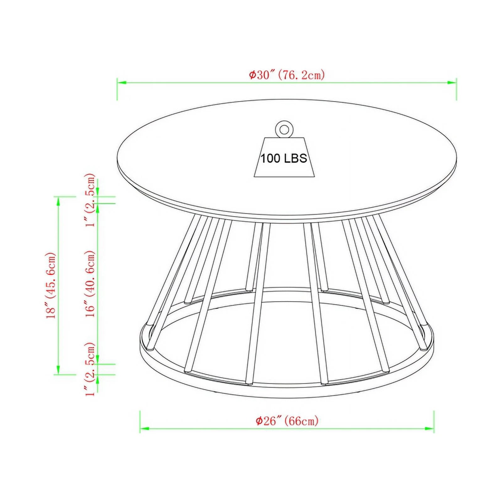 Dark Walnut Black Wood Coffee Table with Metal Base J309450