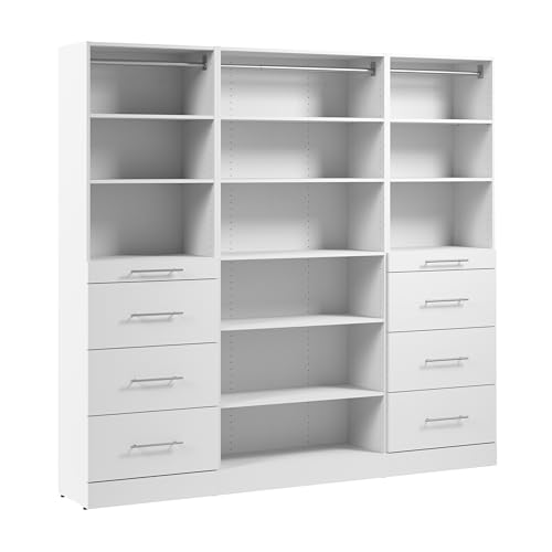 White Modular Closet Organizer System with Shelves and Drawers G346