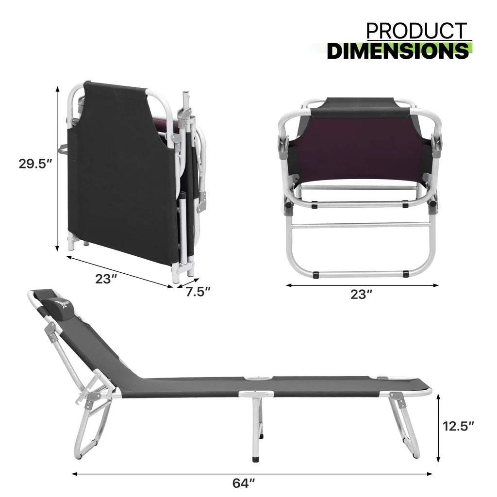 Black Portable Folding Camping Cot with Carry Bag and Pillow H770562