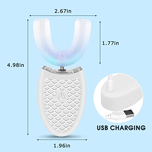 Ultrasonic Electric Toothbrush Adults, U Shaped 360° Cleaning Rechargeable IPX7 Waterproof A893