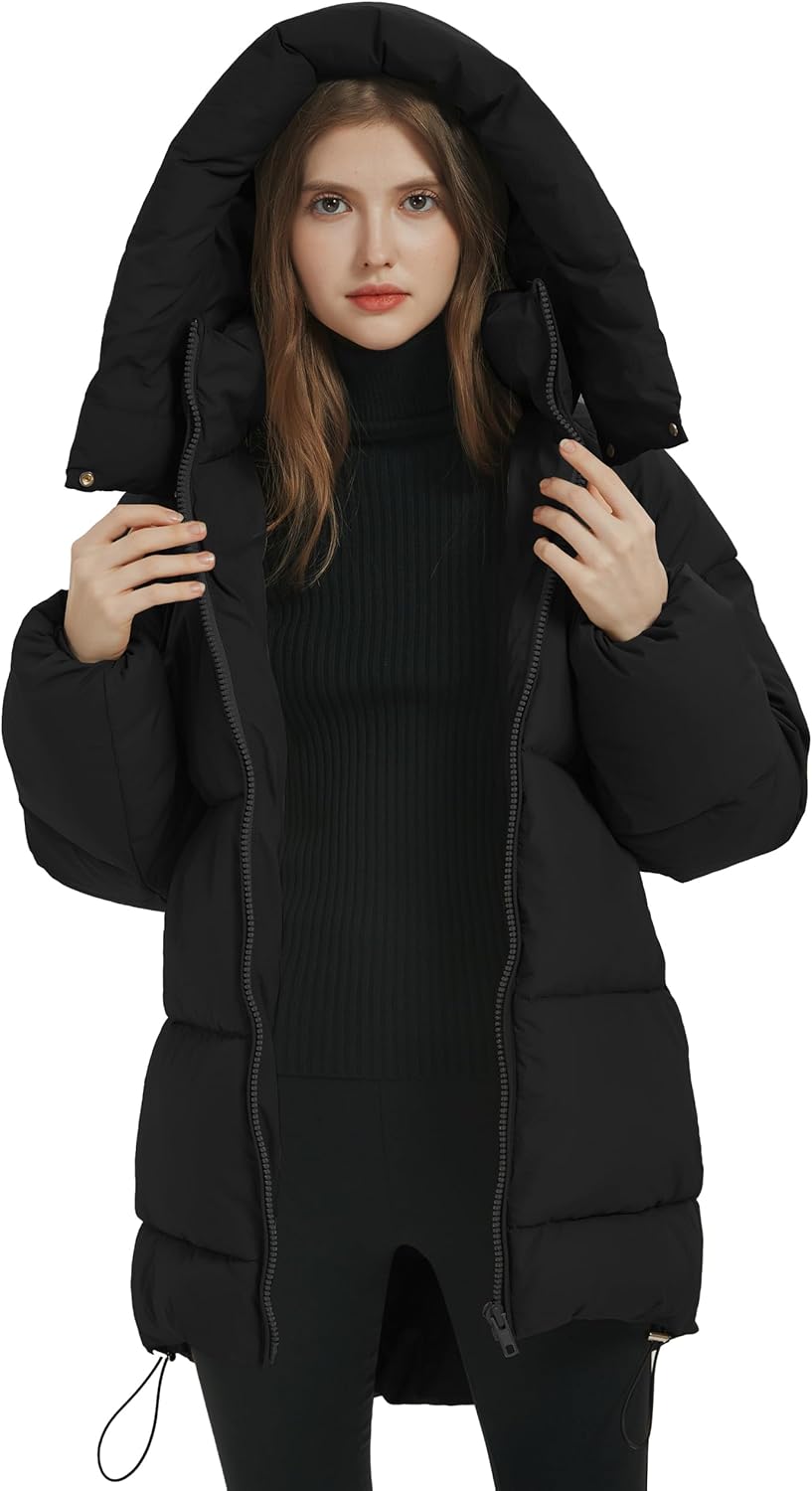 Black Hooded Quilted Puffer Jacket H423431