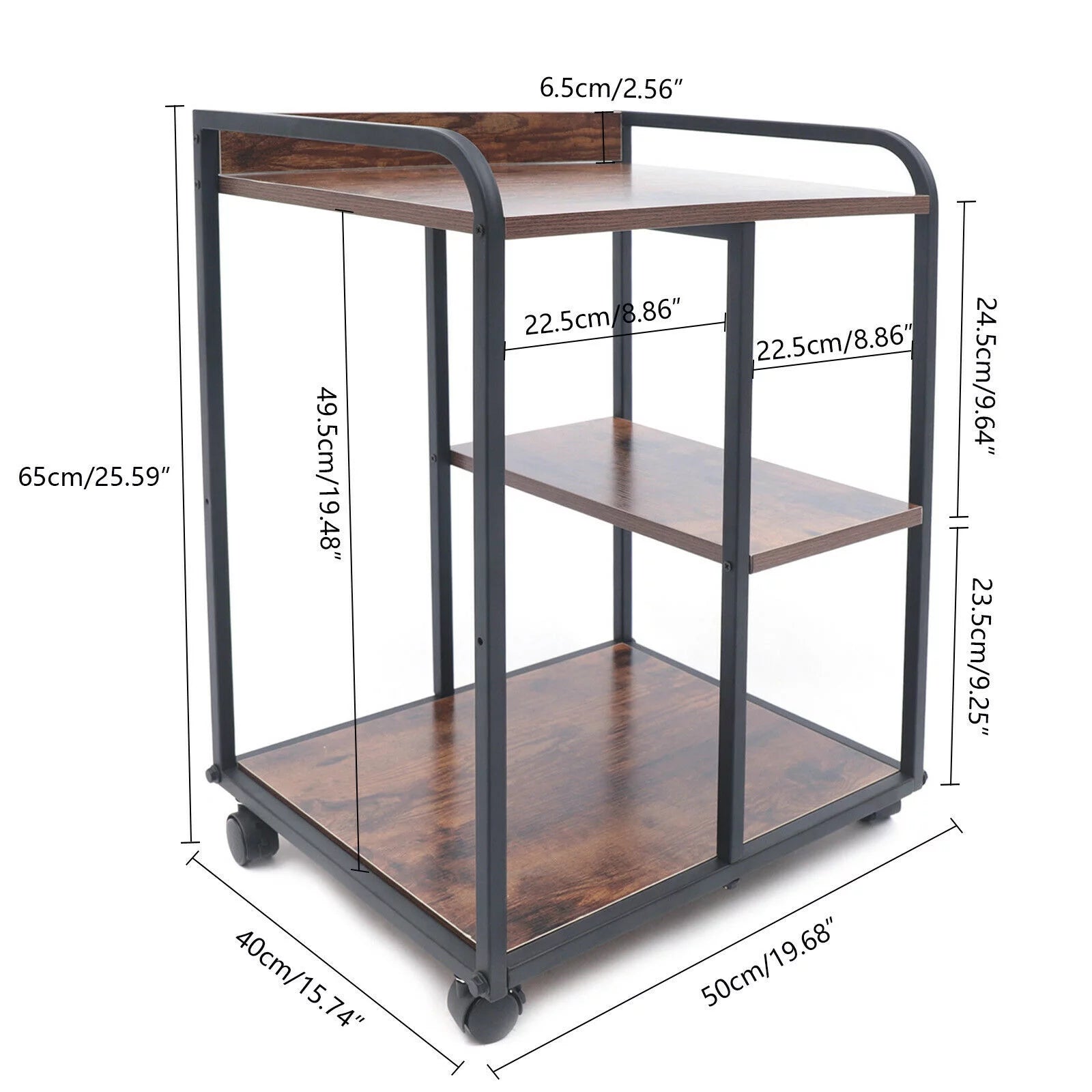 3-Tier Rolling Printer Stand with Storage Cart N443195