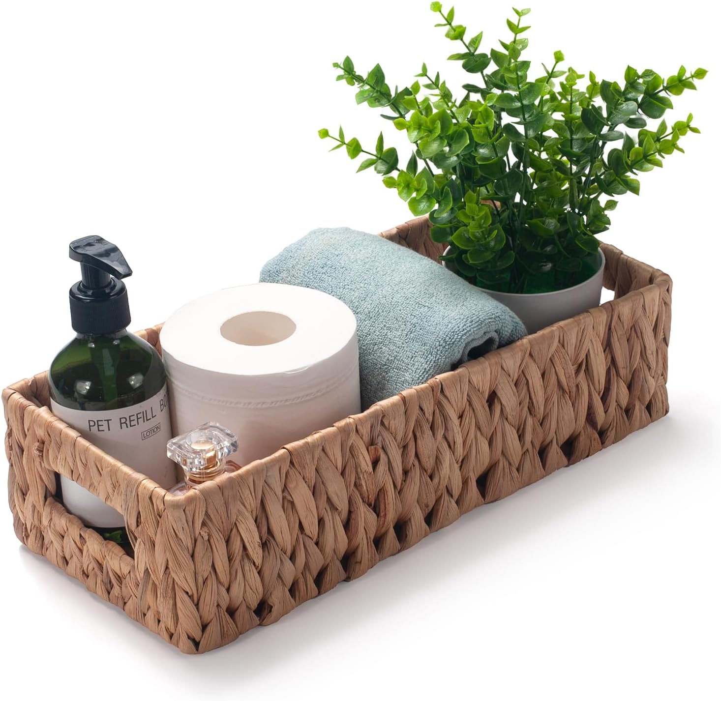 Water Hyacinth Wicker Toilet Paper Basket 14.2 x 6.5 x 3.7 inch Z316493