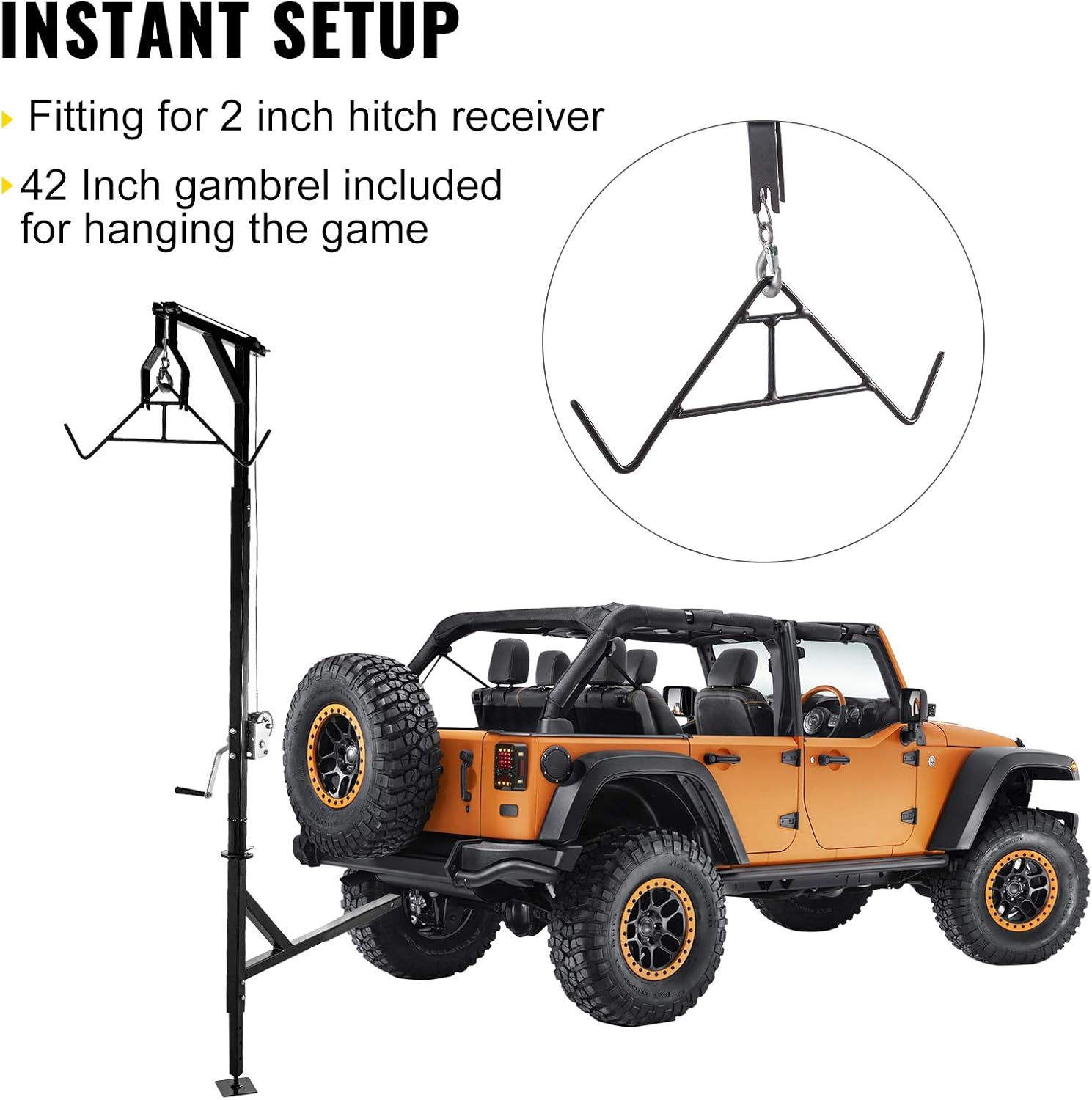 500lbs Capacity Hitch Game Hoist with Winch A594