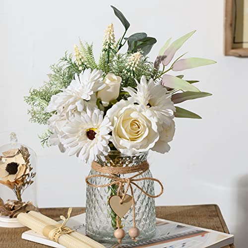 Artificial Flowers with Vase, Faux Silk Flowers Arrangement S322648
