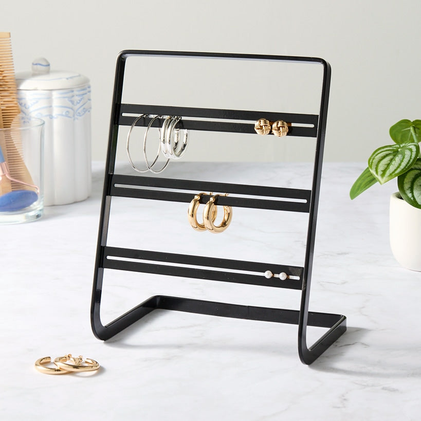 Metal Earring Holder Black or White