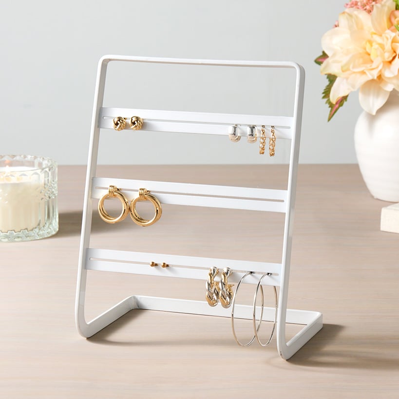 Metal Earring Holder Black or White