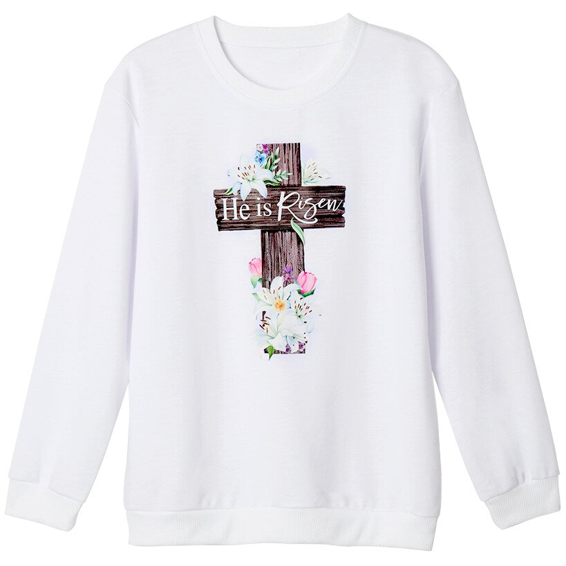 Easter He Is Risen Cross Sweatshirt