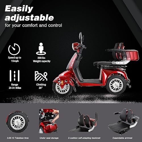 Red 4 Wheel Electric Mobility Scooter Z10950