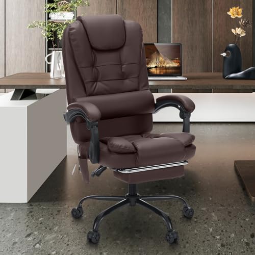 Black High Back Ergonomic Leather Office Chair with Footrest G599046