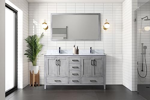 Dark Grey Double Bath Vanity with Carrara Marble Top S919