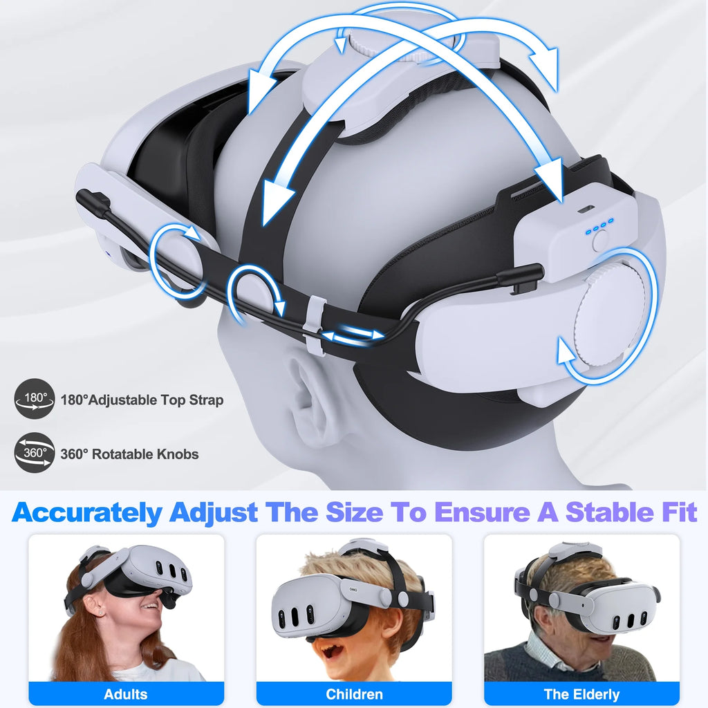 Head Strap with 7500mAh Rechargeable Battery for Oculus Quest 2 & 3 B10136