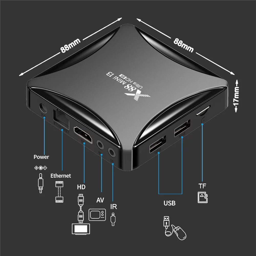Android 13.0 TV Box 4GB RAM 64GB ROM Quad-Core 8K HDR10+ Ultra HD C20918