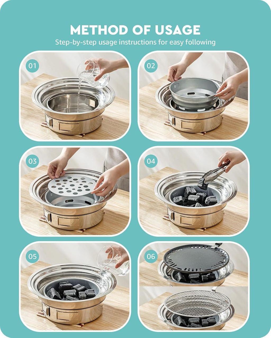 13.7 inch Non-stick Stainless Steel Charcoal Grill O890