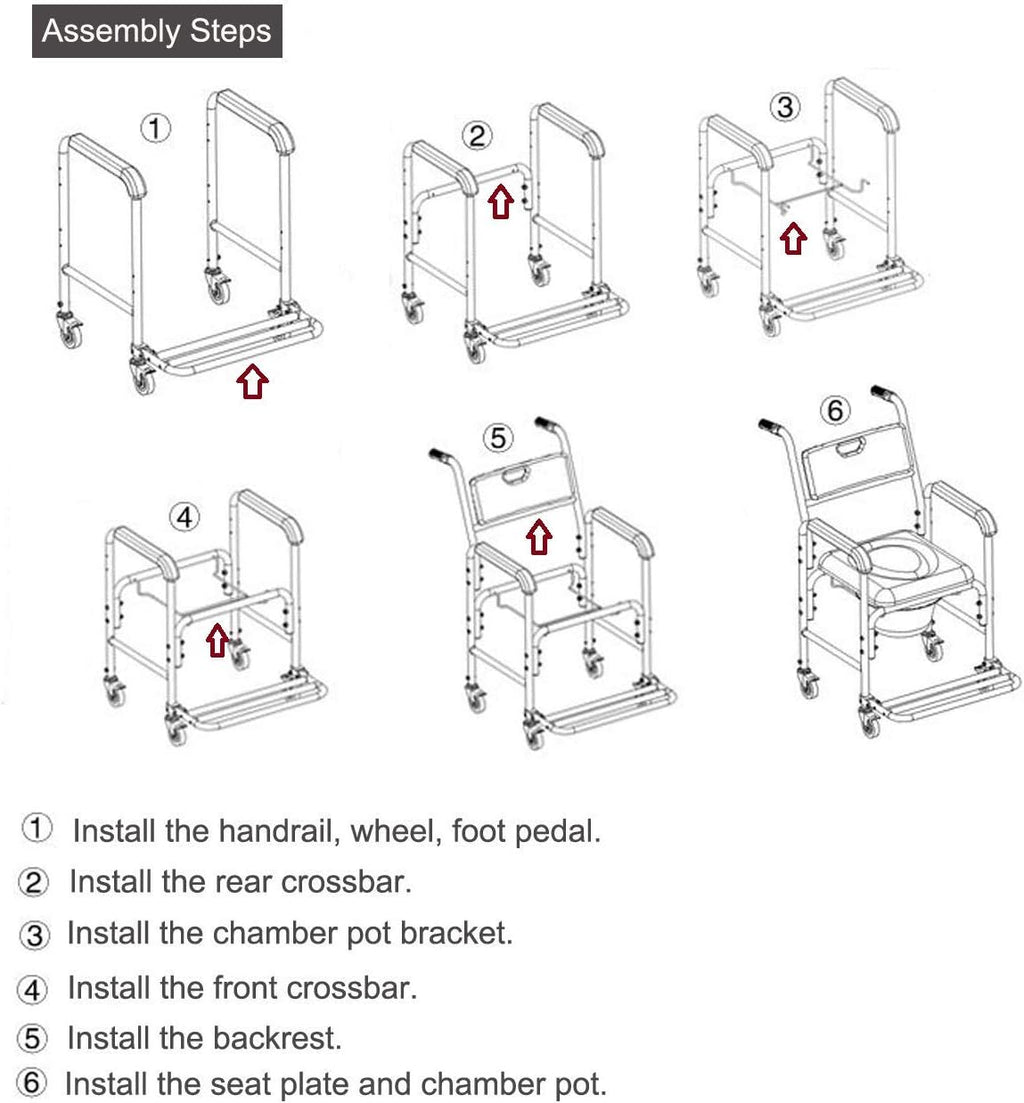 Medical Commode Toilet Rolling Shower Chair With Casters A362242