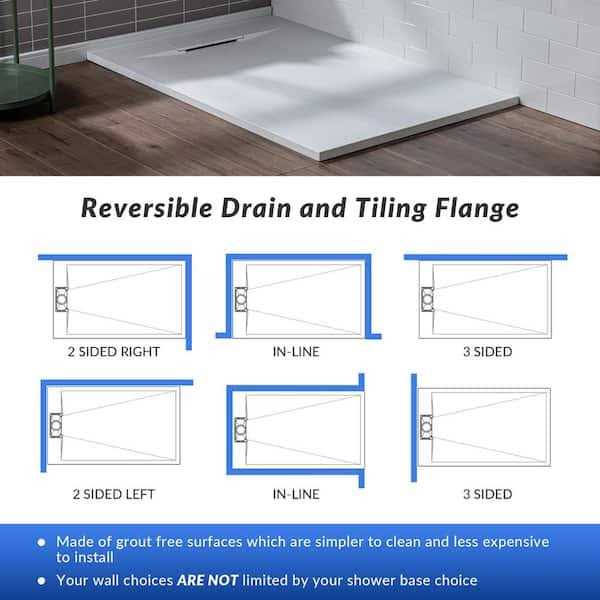 White Low Profile Shower Pan Base X284766