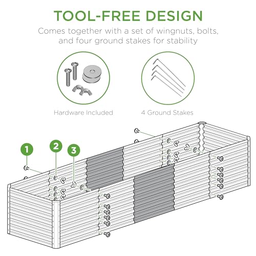 Gray 8x4x2ft Outdoor Metal Raised Garden Bed H62011