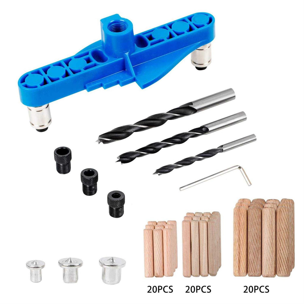 74 pcs handheld dowel jig kit 2 in 1 Center Scriber Line doweling hole jig with Wood Dowels Pins Drill Bits X164