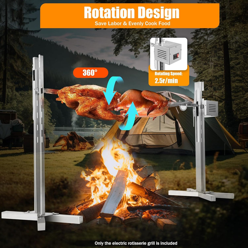 53" Electric Rotisserie Grill with Adjustable Height Stainless Steel J78122