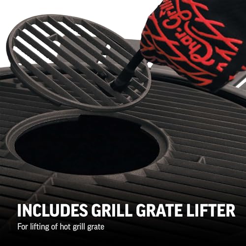 Portable Kamado Charcoal Grill and Smoker with Cast Iron Grates and Locking Lid M722