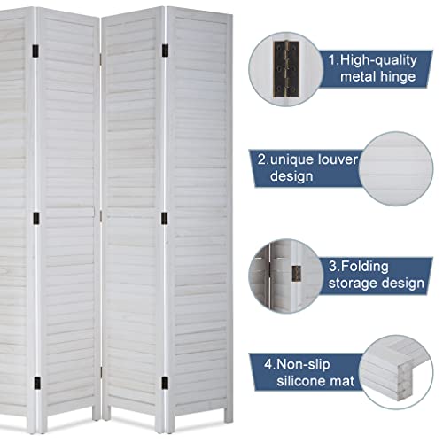 White 6 Panel Wood Room Divider G8406