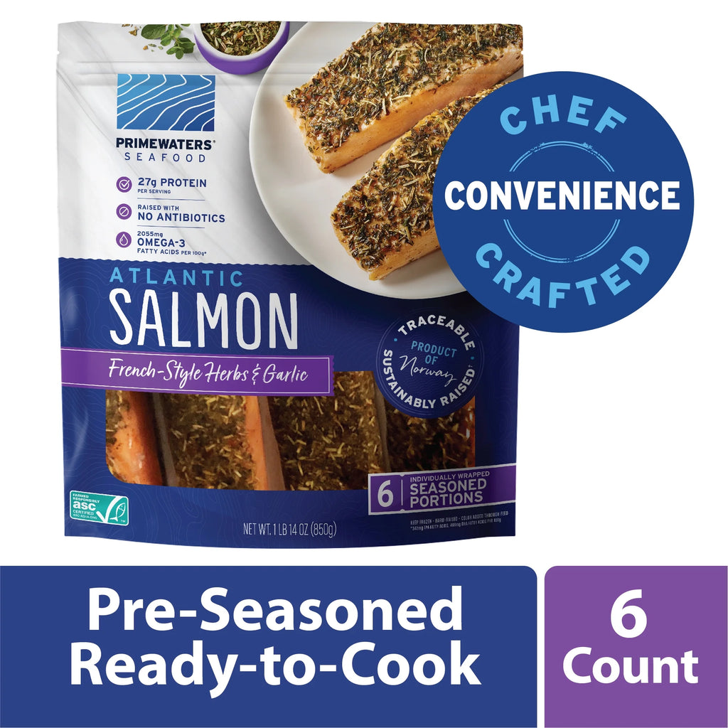 French-Style Herbs & Garlic Atlantic Salmon, Frozen 30 oz (6 Count, 5 oz Portions) U13642