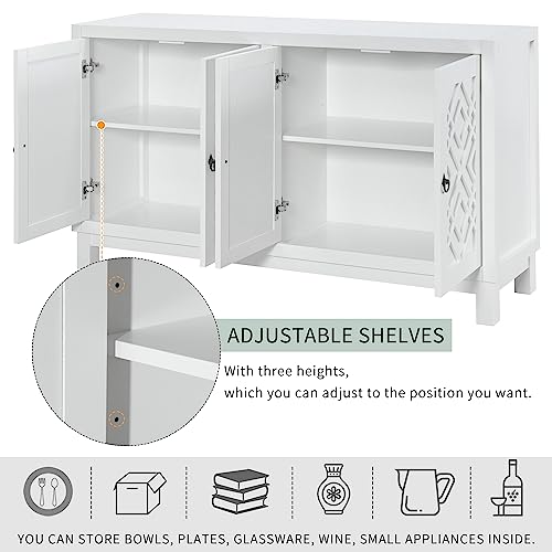 Black 4 Door Sideboard Storage Cabinet with Adjustable Shelves N7588