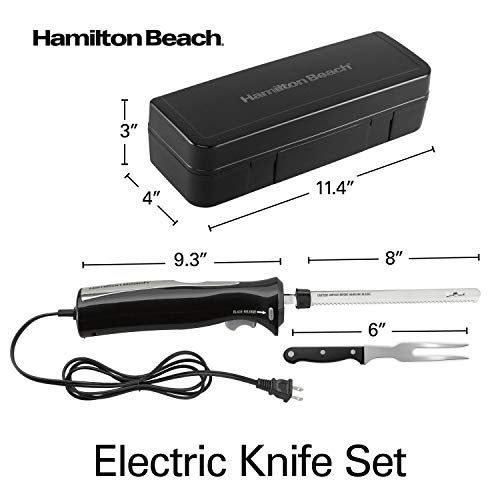 Black Electric Carving Knife with Storage Case and Serving Fork H101259