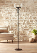 Oil Rubbed Bronze Clear Glass Floor Lamp Torchiere 72.5" Tall V479