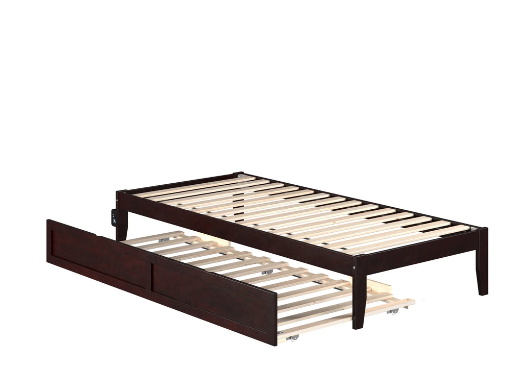 Espresso Twin XL Wood Platform Bed Frame with Trundle R6104