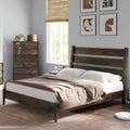 Dark Brown Solid Wood King Bed Frame with Slatted Headboard Z1678