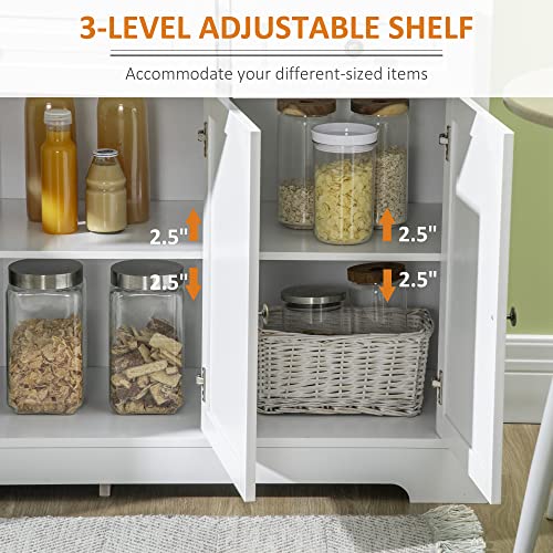 White Sideboard with 2 Drawers and Adjustable Shelves F6806