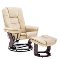Beige Leather Swivel Recliner Chair with Ottoman L797257