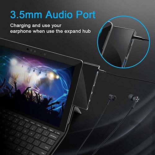 7-in-2 Adapter with 4K USB C to HDMI, 2 USB 3.0 Ports, Earphones Jack, SD/TF Card Slot J4047