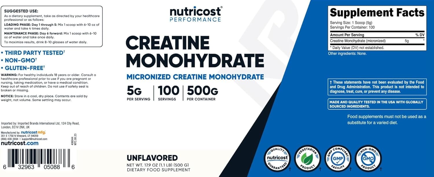 100% Whey Protein Powder Chocolate 1.78lbs & Creatine Monohydrate Micronized Powder 500G 5000mg Per Serv G293182