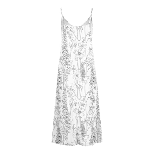 Women Summer Sleeveless Printed Beach Dress Casual V-Neck Long Flowy Boho Dress A595