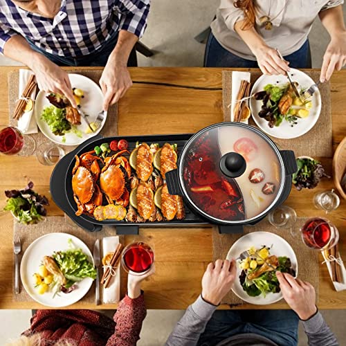Electric Hot Pot with Grill, Removable Hotpot Pot, Smokeless Non-Stick, Adjustable Temperature Q737