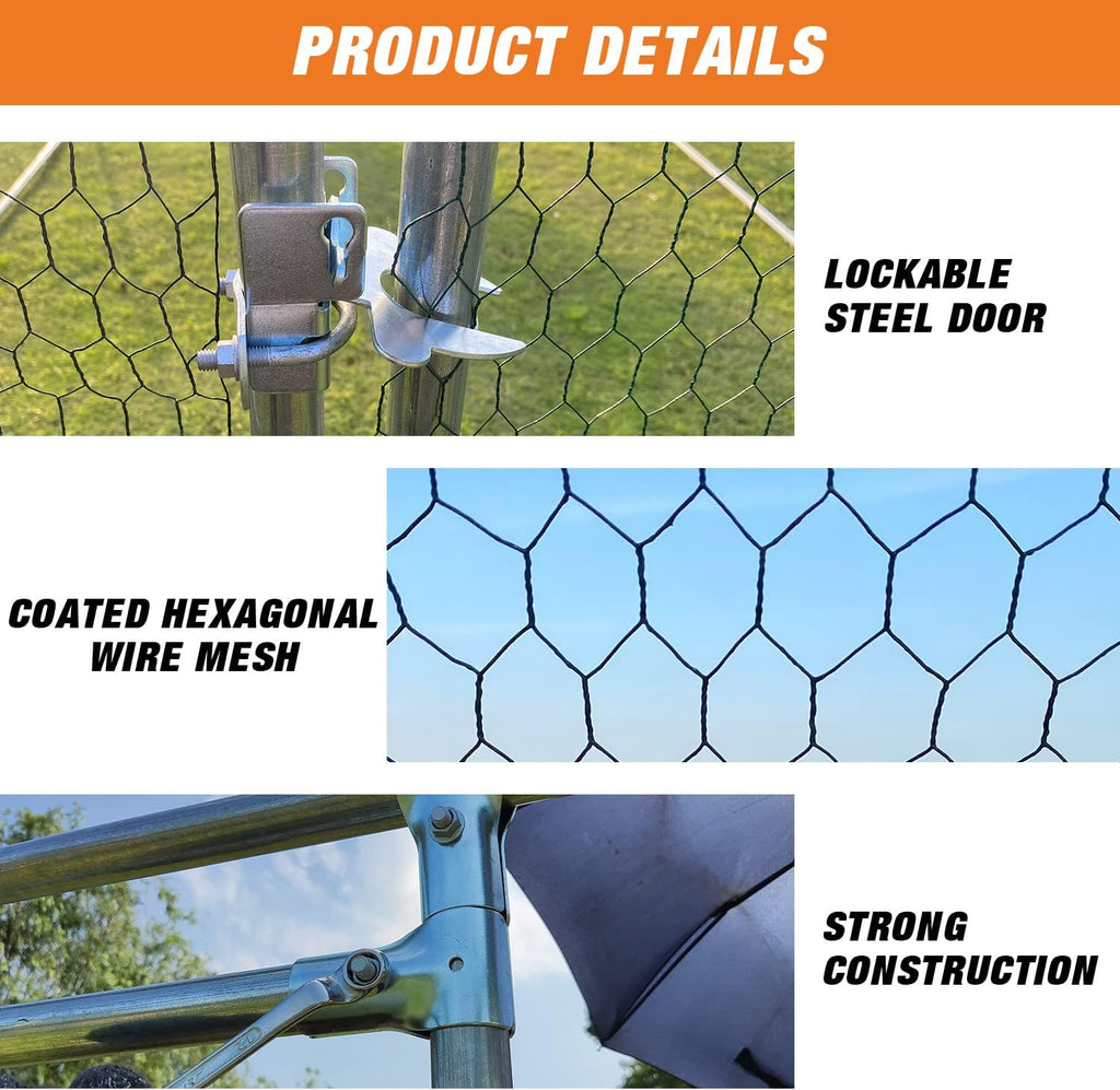 Large Metal Chicken Coop Walk-in Poultry Cage with Waterproof Cover M1792
