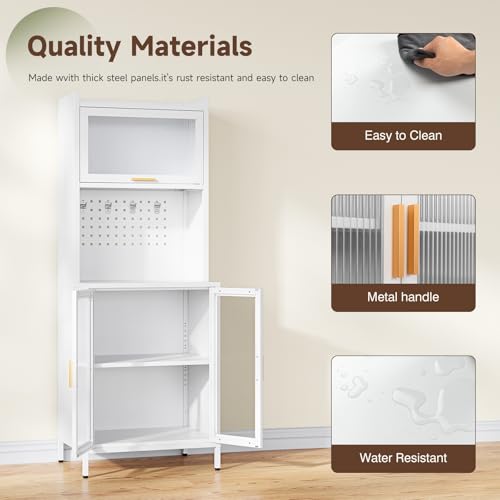White 72.6" Tall Kitchen Pantry Cabinet with Storage X527