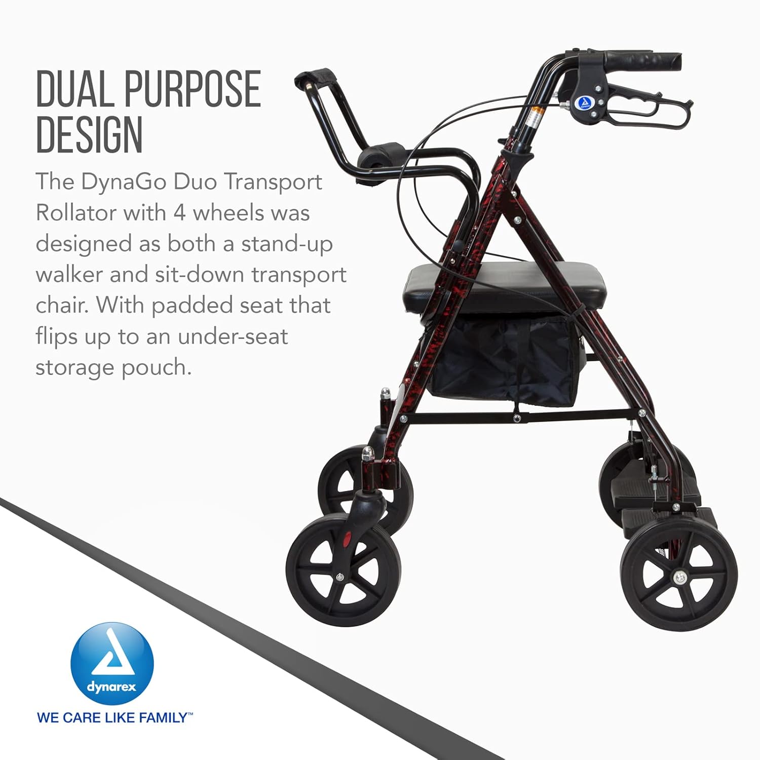 Red Frame 4 Wheel Rollator L85674