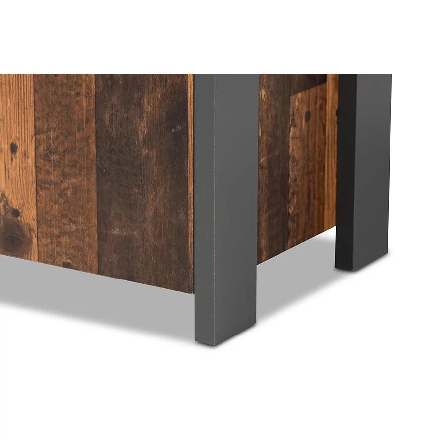 Rustic Brown Wood and Grey Metal 2-Door Sideboard Buffet D53197