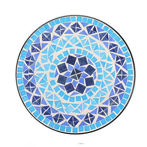 14 Inch Blue Mosaic Round Side Table H955535