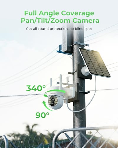 Solar Security Cameras Wireless Outdoor with 10" Monitor, 10CH NVR 2K, 360° Color Night Vision, 2-Way Audio, 500GB Local Storage M615646