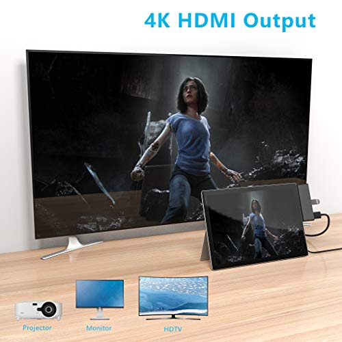 7-in-2 Adapter with 4K USB C to HDMI, 2 USB 3.0 Ports, Earphones Jack, SD/TF Card Slot J4047