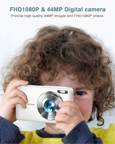 FHD 1080P Point and Shoot Kids Camera with 32GB Card, 2 Batteries, 16X Zoom Anti Shake Date Stamp, Pink G120