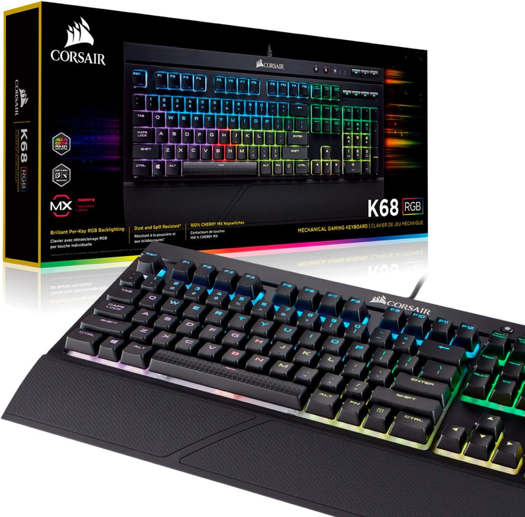 Black Mechanical Gaming Keyboard with RGB Backlit Cherry MX Red Switch F3073
