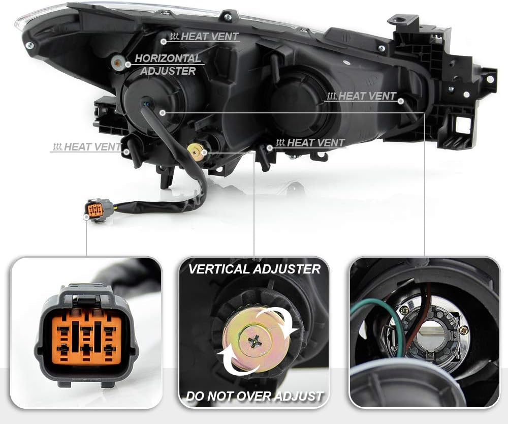 LED Tube Projector Headlights Headlamps Assembly Pair S76032